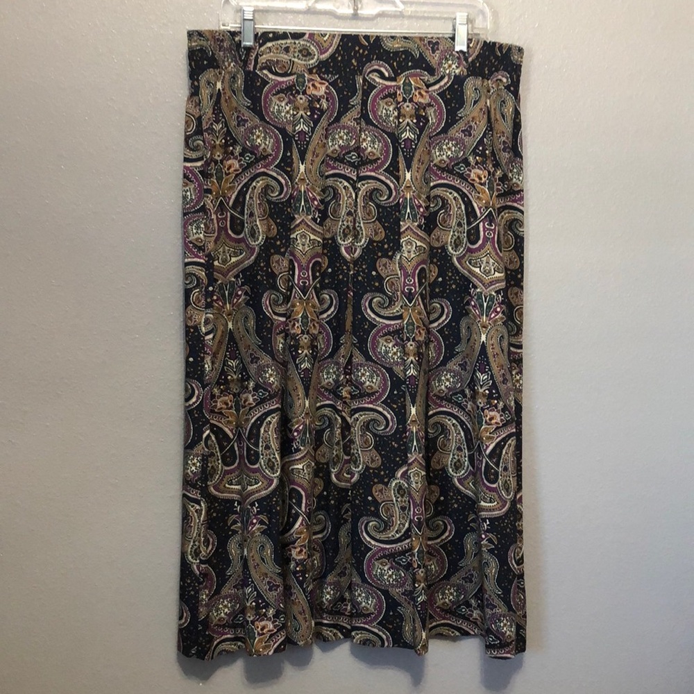 Y2K Modiano skirt Women's 18 100% rayon paisley pleated 1990s grandma vintage